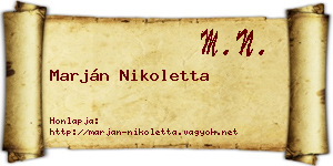 Marján Nikoletta névjegykártya