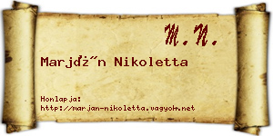 Marján Nikoletta névjegykártya